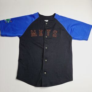 New York Mets Button-Up Jersey Shirt by Kid Athlete Youth Size 14/16 MLB